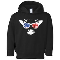 Patriotic Cow USA Flag Sunglasses Toddler Hoodie