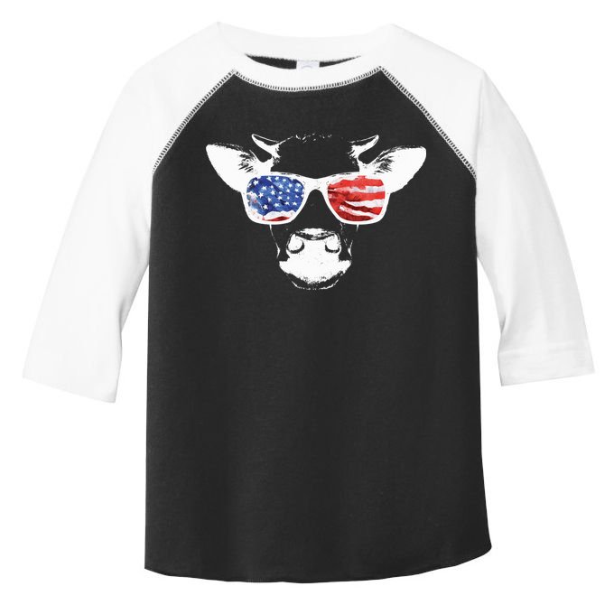 Patriotic Cow USA Flag Sunglasses Toddler Fine Jersey T-Shirt