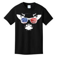 Patriotic Cow USA Flag Sunglasses Kids T-Shirt