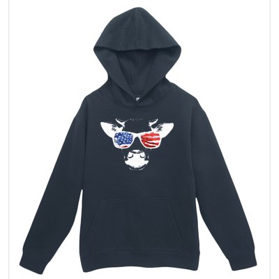 Patriotic Cow USA Flag Sunglasses Urban Pullover Hoodie