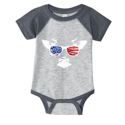 Patriotic Cow USA Flag Sunglasses Infant Baby Jersey Bodysuit