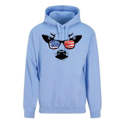 Patriotic Cow USA Flag Sunglasses Unisex Surf Hoodie