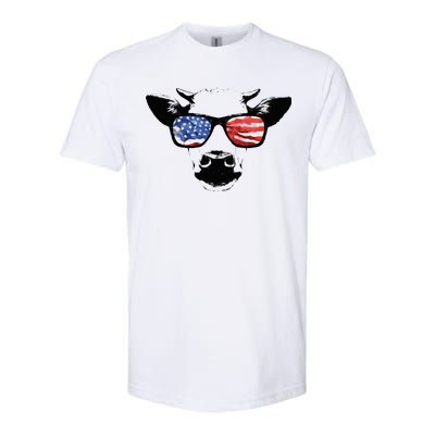 Patriotic Cow USA Flag Sunglasses Softstyle CVC T-Shirt