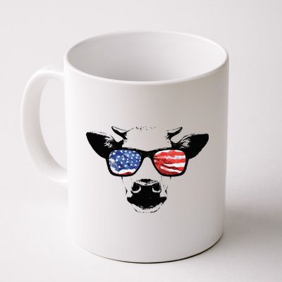 Patriotic Cow USA Flag Sunglasses Coffee Mug