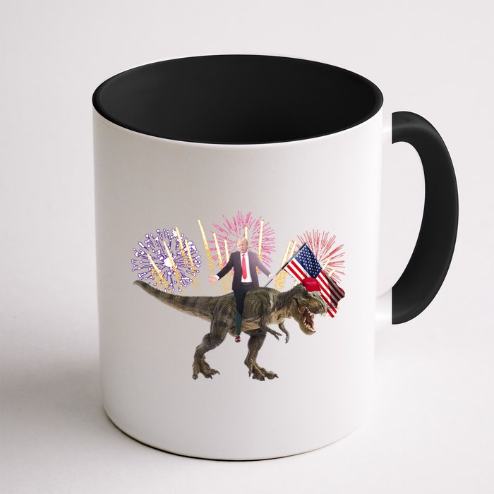 Patriotic Donald Trump On A Dinosaur Mug