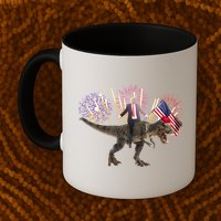 Patriotic Donald Trump On A Dinosaur Mug