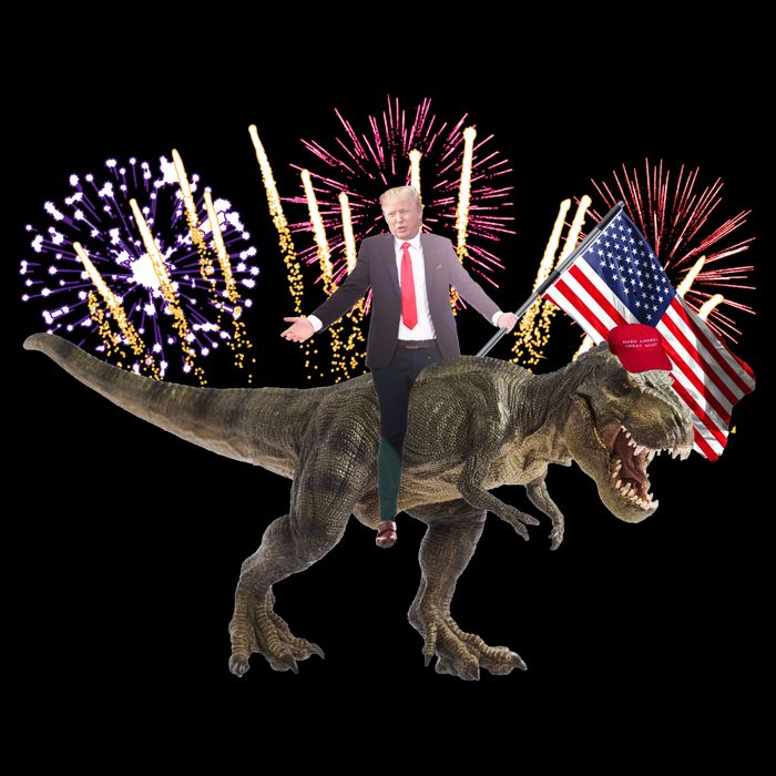Patriotic Donald Trump On A Dinosaur Mug