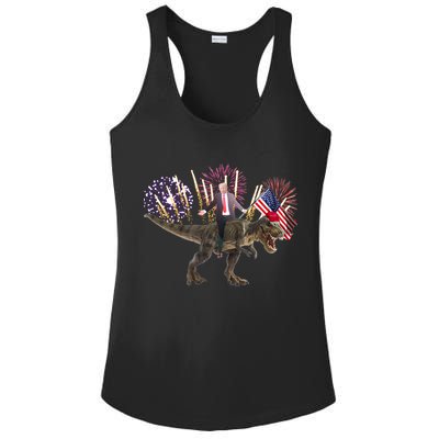 Patriotic Donald Trump On A Dinosaur Ladies PosiCharge Competitor Racerback Tank
