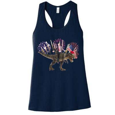 Patriotic Donald Trump On A Dinosaur Womens Tank Top