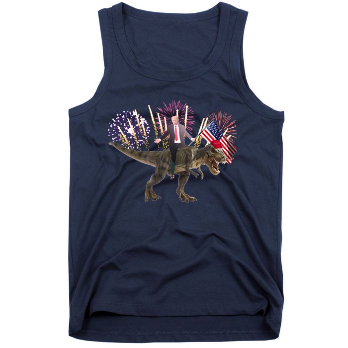 Patriotic Donald Trump On A Dinosaur Tank Top