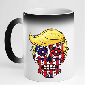 Patriotic Donald Trump Sugar Skull 11oz Black Color Changing Mug