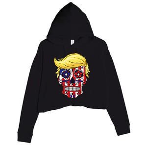 Patriotic Donald Trump Sugar Skull Crop Fleece Hoodie