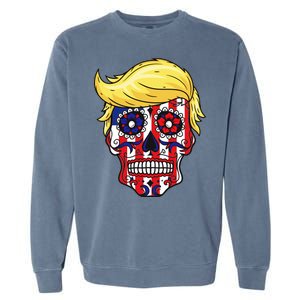 Patriotic Donald Trump Sugar Skull Garment-Dyed Sweatshirt