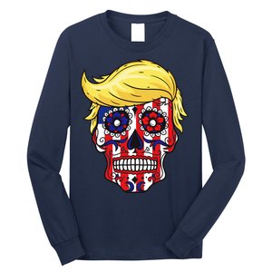 Patriotic Donald Trump Sugar Skull Long Sleeve Shirt