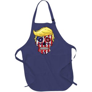 Patriotic Donald Trump Sugar Skull Full-Length Apron With Pockets