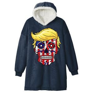 Patriotic Donald Trump Sugar Skull Hooded Wearable Blanket