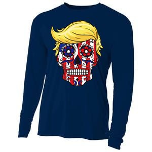 Patriotic Donald Trump Sugar Skull Cooling Performance Long Sleeve Crew