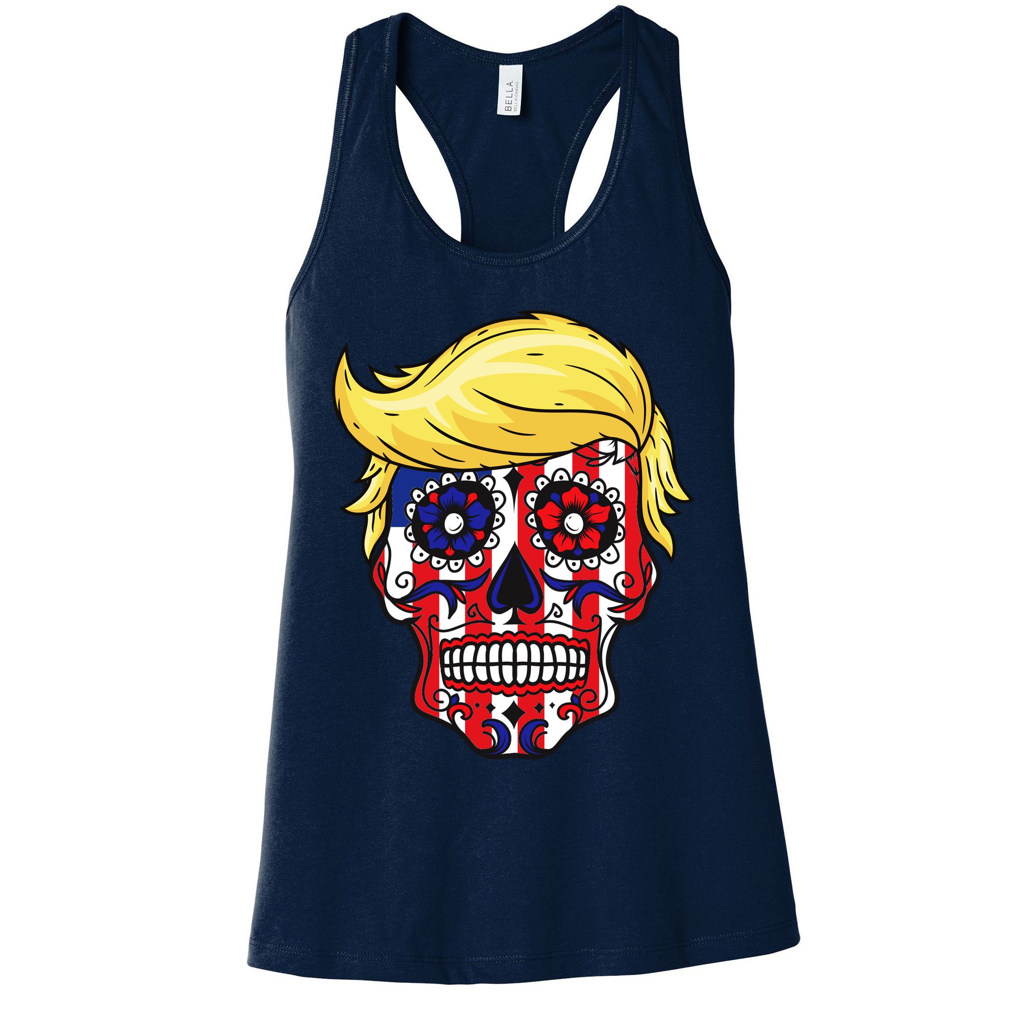 Patriotic Donald Trump Sugar Skull Womens Tank Top