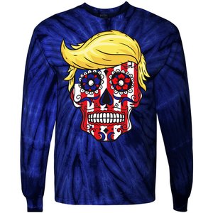 Patriotic Donald Trump Sugar Skull Tie-Dye Long Sleeve Shirt