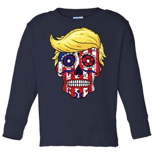 Patriotic Donald Trump Sugar Skull Toddler Long Sleeve Shirt