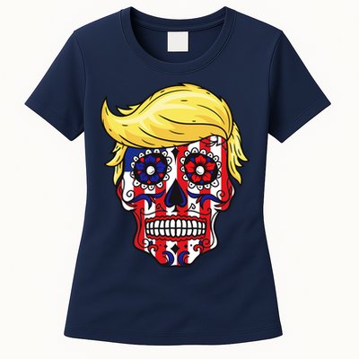 Patriotic Donald Trump Sugar Skull Womens T-Shirt