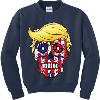Patriotic Donald Trump Sugar Skull Kids Sweatshirt