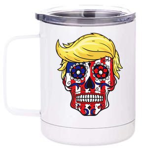 Patriotic Donald Trump Sugar Skull 12 oz Stainless Steel Tumbler Cup