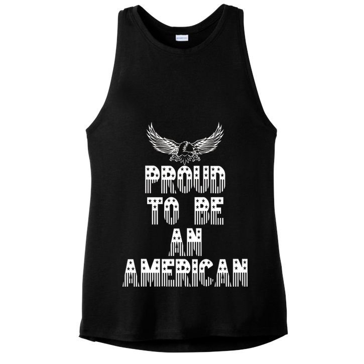 Patriotic Eagle Proud To Be An American Ladies PosiCharge Tri-Blend Wicking Tank