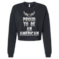 Patriotic Eagle Proud To Be An American Cropped Pullover Crew