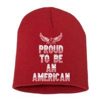 Patriotic Eagle Proud To Be An American Short Acrylic Beanie