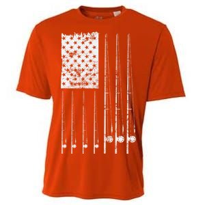 Patriotic Fishing American Flag Cooling Performance Crew T-Shirt