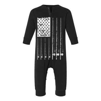 Patriotic Fishing American Flag Infant Fleece One Piece