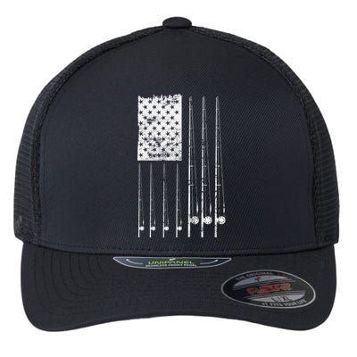 Patriotic Fishing American Flag Flexfit Unipanel Trucker Cap