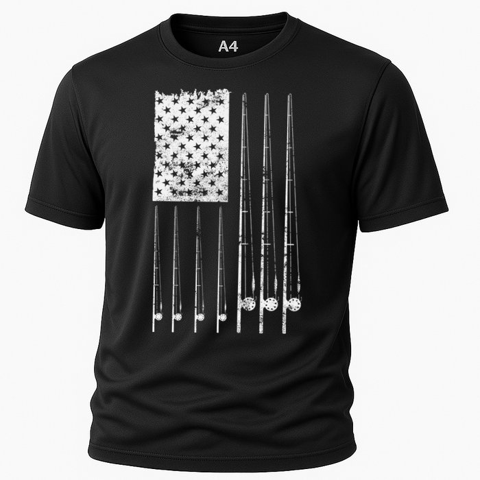 Patriotic Fishing American Flag Cooling Performance Crew T-Shirt