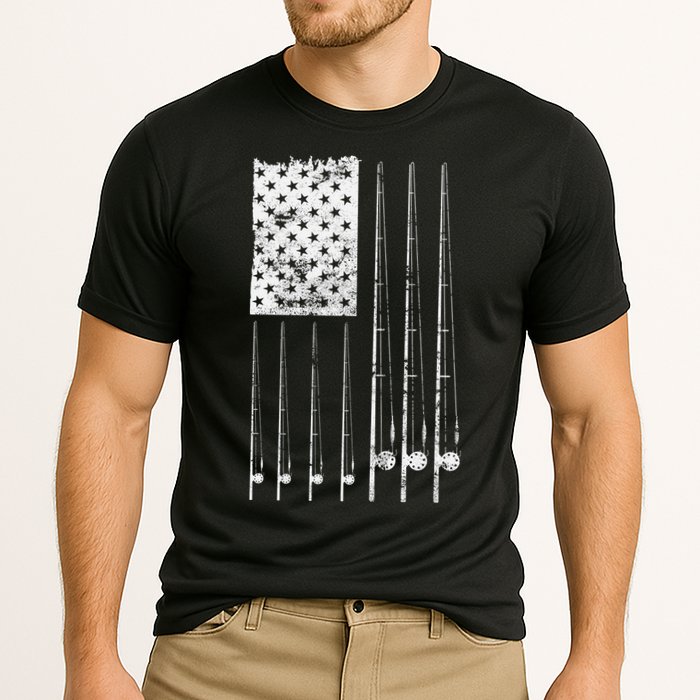 Patriotic Fishing American Flag Cooling Performance Crew T-Shirt