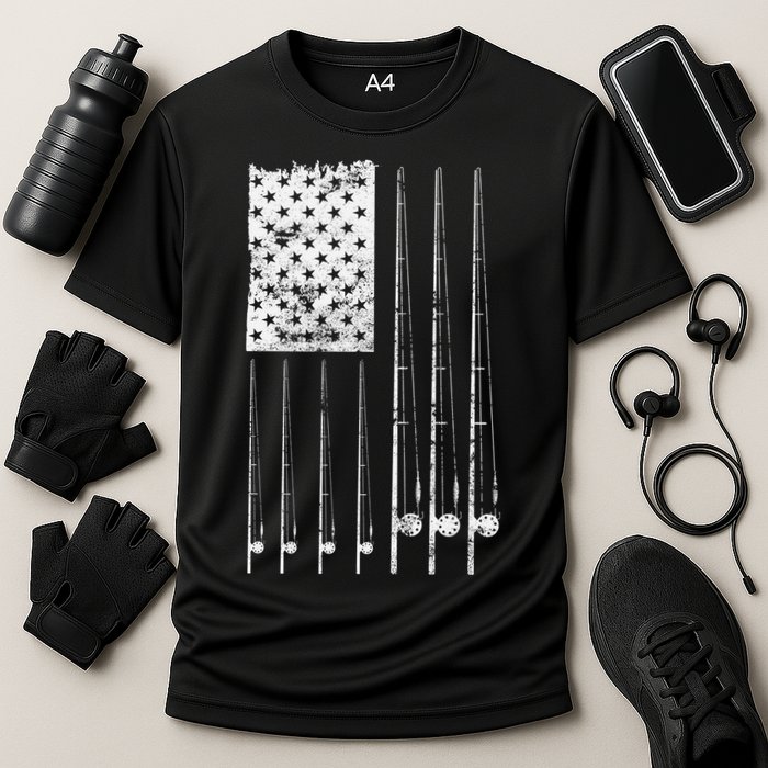 Patriotic Fishing American Flag Cooling Performance Crew T-Shirt