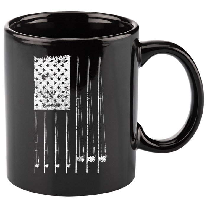 Patriotic Fishing American Flag 11oz C Handle Ceramic Mug