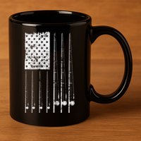 Patriotic Fishing American Flag 11oz C Handle Ceramic Mug