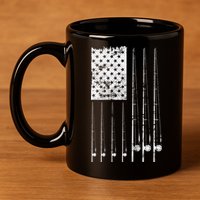 Patriotic Fishing American Flag 11oz C Handle Ceramic Mug