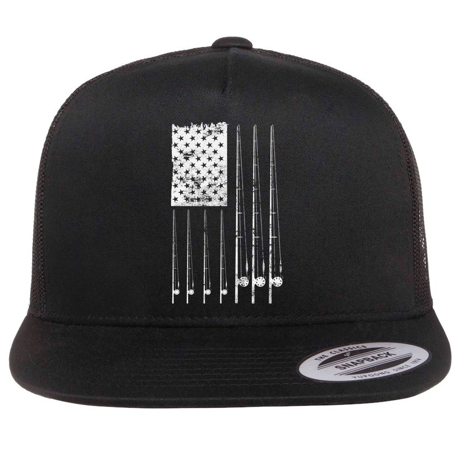 Patriotic Fishing American Flag Flat Bill Trucker Hat