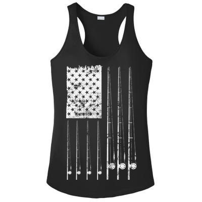 Patriotic Fishing American Flag Ladies PosiCharge Competitor Racerback Tank