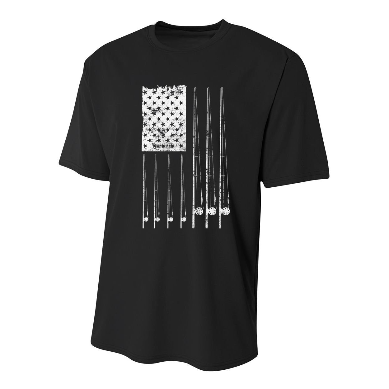 Patriotic Fishing American Flag Youth Performance Sprint T-Shirt