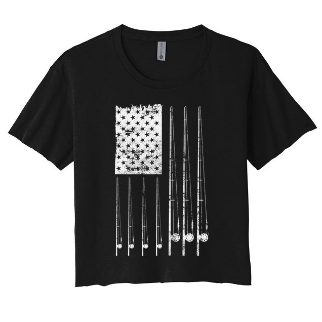 Patriotic Fishing American Flag Crop Top