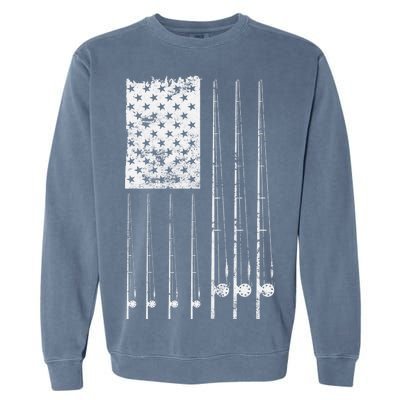 Patriotic Fishing American Flag Garment-Dyed Sweatshirt