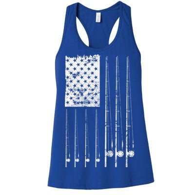 Patriotic Fishing American Flag Women's Racerback Tank