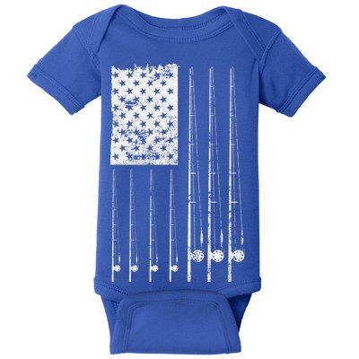 Patriotic Fishing American Flag Baby Bodysuit