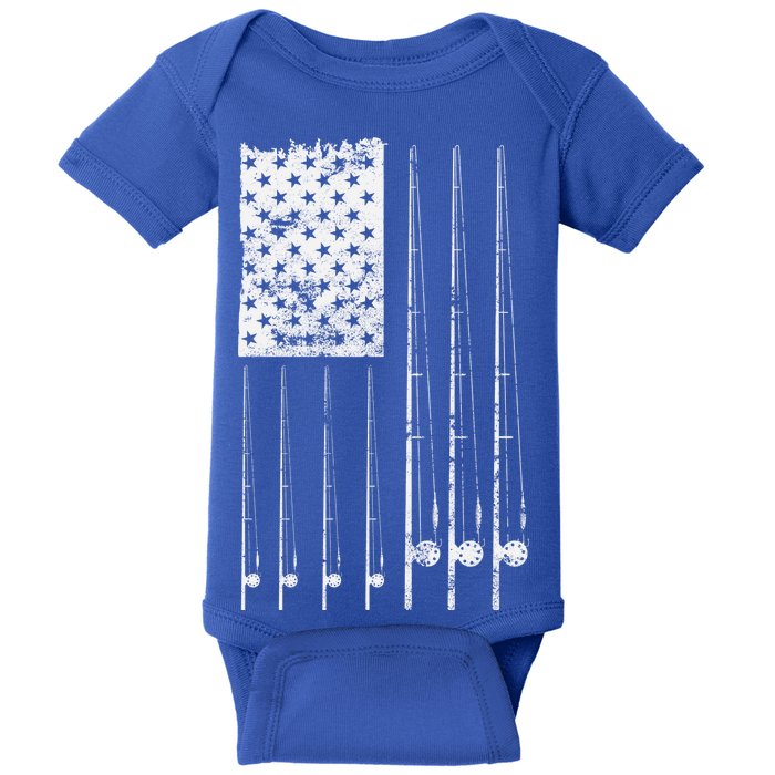 Patriotic Fishing American Flag Baby Bodysuit