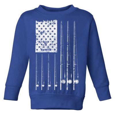 Patriotic Fishing American Flag Toddler Sweatshirt