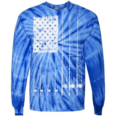 Patriotic Fishing American Flag Tie-Dye Long Sleeve Shirt