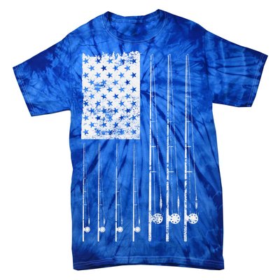 Patriotic Fishing American Flag Tie-Dye T-Shirt